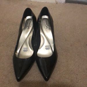 Elegant black patent leather heels